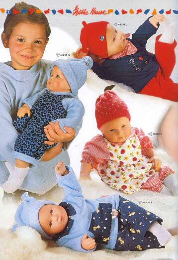Bambina Puppen: Mutzebutz, Tobi, Cri-Cri, Justus (von oben nach unten)